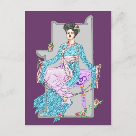 Carte Postale Rose de Chine & Perles (Devant)