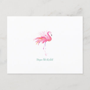 Carte postale rose de Flamant rose d'aquarelle