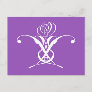 Carte Postale Rose de floraison blanc violet rétro