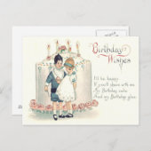 Carte Postale Rose de gâteau d'anniversaire pour enfants (Devant / Derrière)