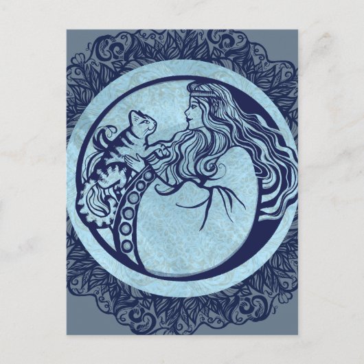 Carte Postale Rose de la déesse de chat (Devant)