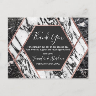 Carte Postale Rose de marbre moderne Gold Trier Hexagon Merci