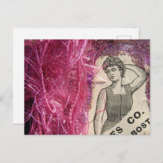 Carte Postale Rose de mode vintage (Devant / Derrière)