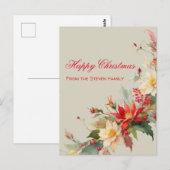 Carte postale Rose de Noël | votre nom (Devant / Derrière)