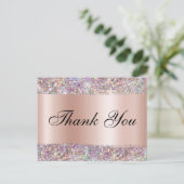 Carte Postale Rose de Parties scintillant Holo Gold Foil Merci (Debout devant)