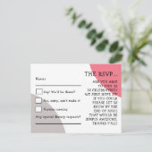 Carte Postale Rose de typographie rose gris mariage RSVP (Debout devant)