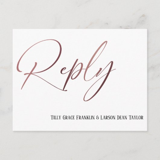 Carte Postale Rose décontracté Gold écriture manuscrite RSVP dem (Devant)