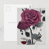 Carte Postale Rose d'encre minimaliste Abstrait (Devant / Derrière)