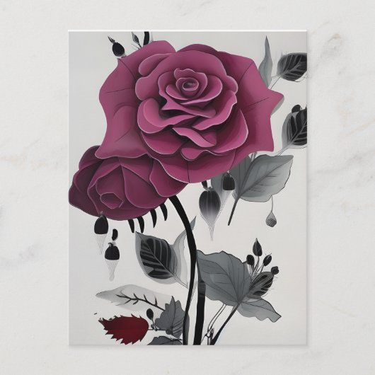 Carte Postale Rose d'encre minimaliste Abstrait (Devant)
