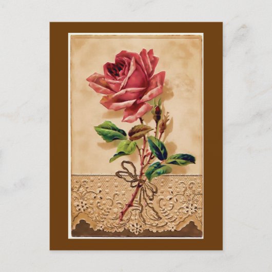 Carte Postale Rose dentelle (Devant)