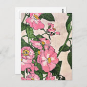 Carte Postale Rose des Prairies, jolie illustration florale, (Devant / Derrière)