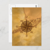 Carte Postale Rose des vents de style antique (Devant / Derrière)