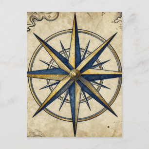 Carte Postale Rose des vents vintage nautique