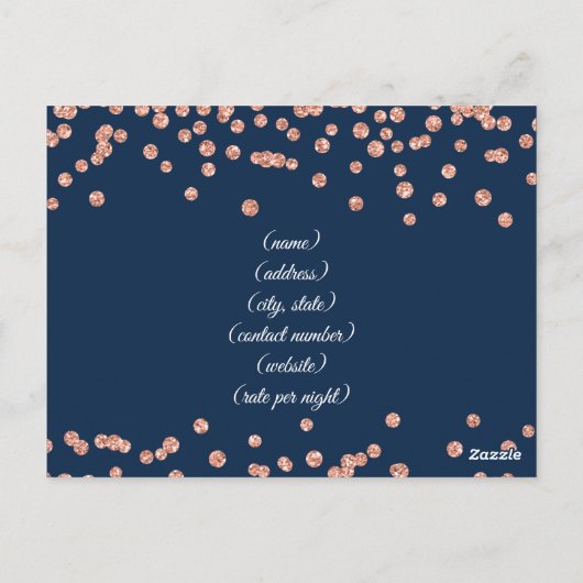 Carte Postale Rose d'hébergement Parties scintillant or Confetti (Dos)