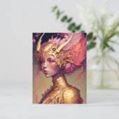Carte Postale Rose Dragon femme Imaginaire Art (Debout devant)