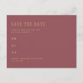 Carte Postale Rose Dusty branché mariage rose or SAVE LA DATE (Devant)