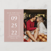 Carte Postale Rose Dusty Changer Date Photo Mariage Postponction (Devant)