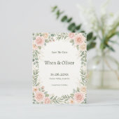 Carte Postale Rose Éclos Save the Date (Debout devant)