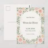 Carte Postale Rose Éclos Save the Date (Devant / Derrière)