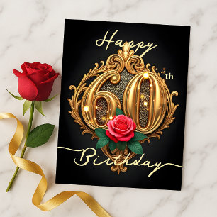 Carte Postale Rose Élégance 60 ans Fête d'Or