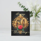 Carte Postale Rose Élégance 60e Anniversaire Doré (Debout devant)