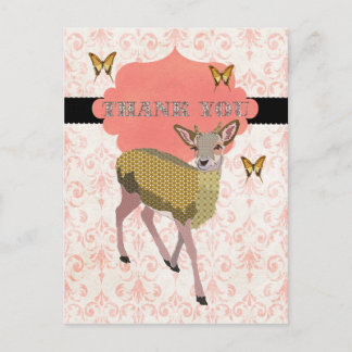 Carte postale Rose en or Merci