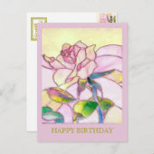 Carte postale Rose en verre Elegant Joyeux Anniver (Devant / Derrière)