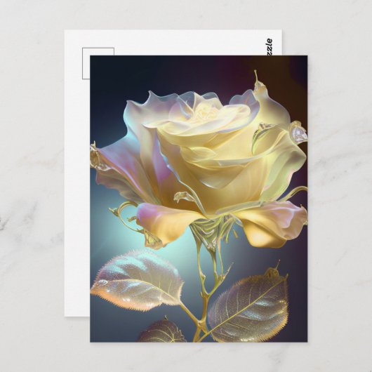 Carte Postale Rose en verre translucide - Jaune (Devant / Derrière)