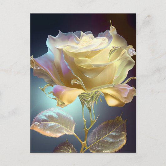 Carte Postale Rose en verre translucide - Jaune (Devant)