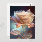 Carte Postale Rose en verre translucide - Pêche (Devant / Derrière)