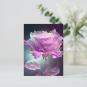 Carte Postale Rose en verre translucide - rose (Debout devant)