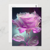Carte Postale Rose en verre translucide - rose (Devant / Derrière)