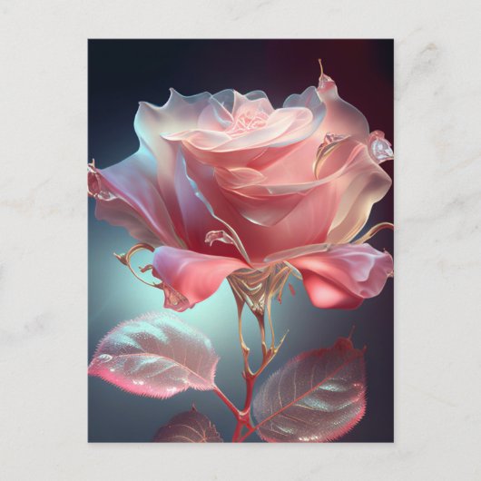 Carte Postale Rose en verre translucide - Rose Dusty (Devant)