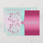 Carte postale rose et Aqua R.S.V.P. (Devant / Derrière)
