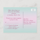 Carte postale rose et Aqua R.S.V.P. (Dos)