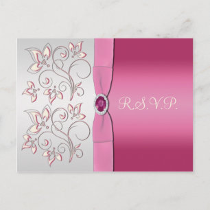 Carte postale rose et argent R.S.V.P.