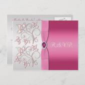 Carte postale rose et argent R.S.V.P. (Devant / Derrière)