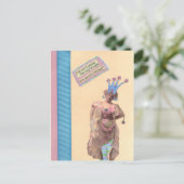 Carte postale rose et bleu (Debout devant)