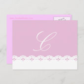 Carte postale rose et dentelle pour bébé (Devant / Derrière)