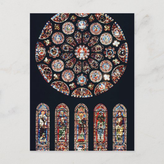 Carte Postale Rose et lancet fenêtres de la paroi sud (Devant)