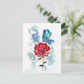 Carte postale rose et papillon (Debout devant)