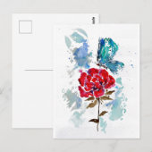 Carte postale rose et papillon (Devant / Derrière)