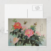 Carte Postale rose et papillons (Devant / Derrière)