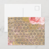 Carte Postale Rose et peigne d'or (Devant / Derrière)