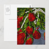 Carte Postale Rose et perles (Devant / Derrière)