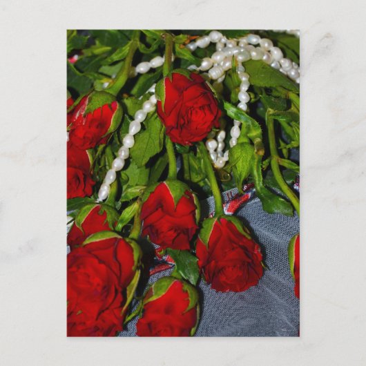 Carte Postale Rose et perles (Devant)