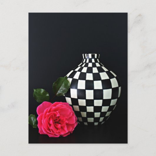 Carte Postale Rose et vase checkered (Devant)