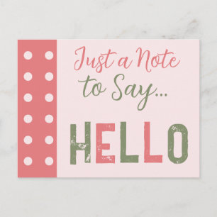 Carte Postale Rose et vert juste un mot pour dire bonjour