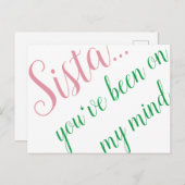 Carte postale rose et verte (Devant / Derrière)