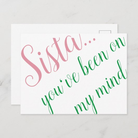 Carte postale rose et verte (Devant / Derrière)